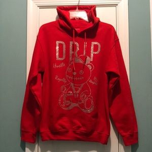 3FORTY DRIP BEAR HOODIE SIZE S, RED